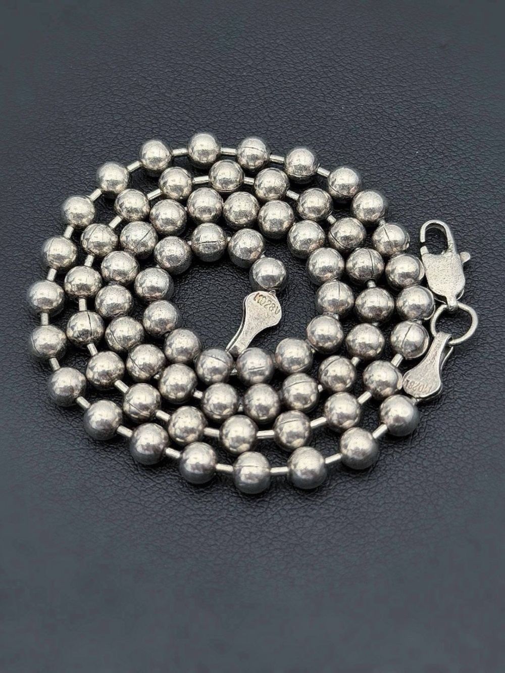 925 Sterling Silver Ball Link Round Bead Chain Necklace 16” 4mm